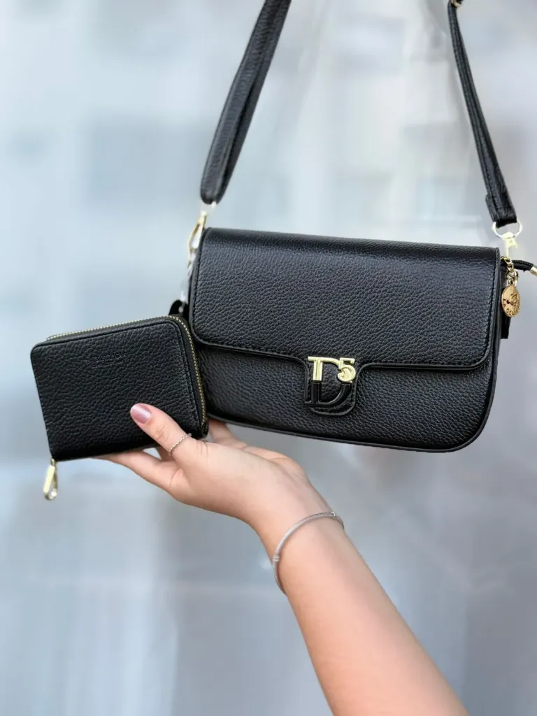 BOLSA FEMININA COM CARTEIRA (COR PRETO)